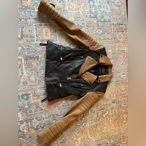All Saints two tone leather moto jacket